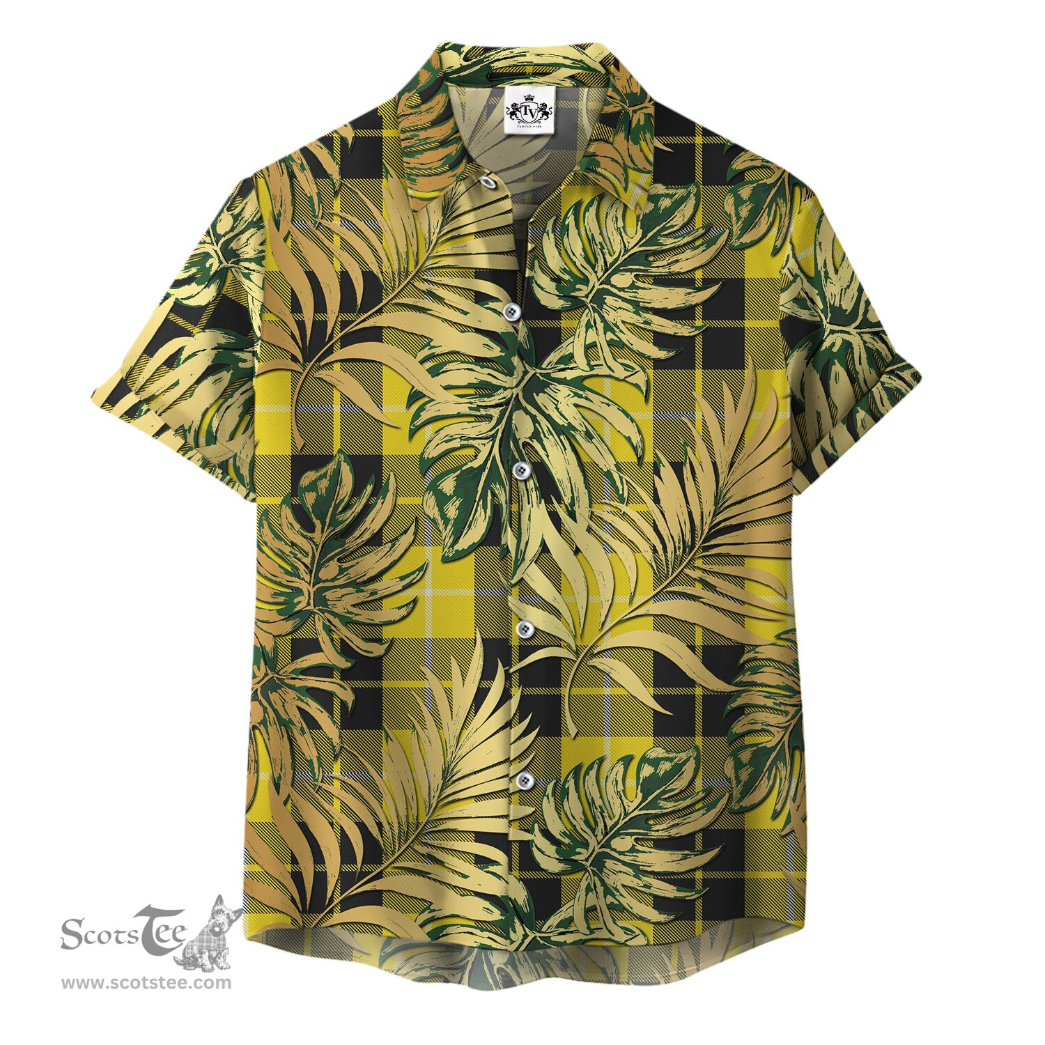 ScotsTee Shop Scottish Barclay Dress Modern Clan Tartan Vintage Leaves Hawaiian Shirt