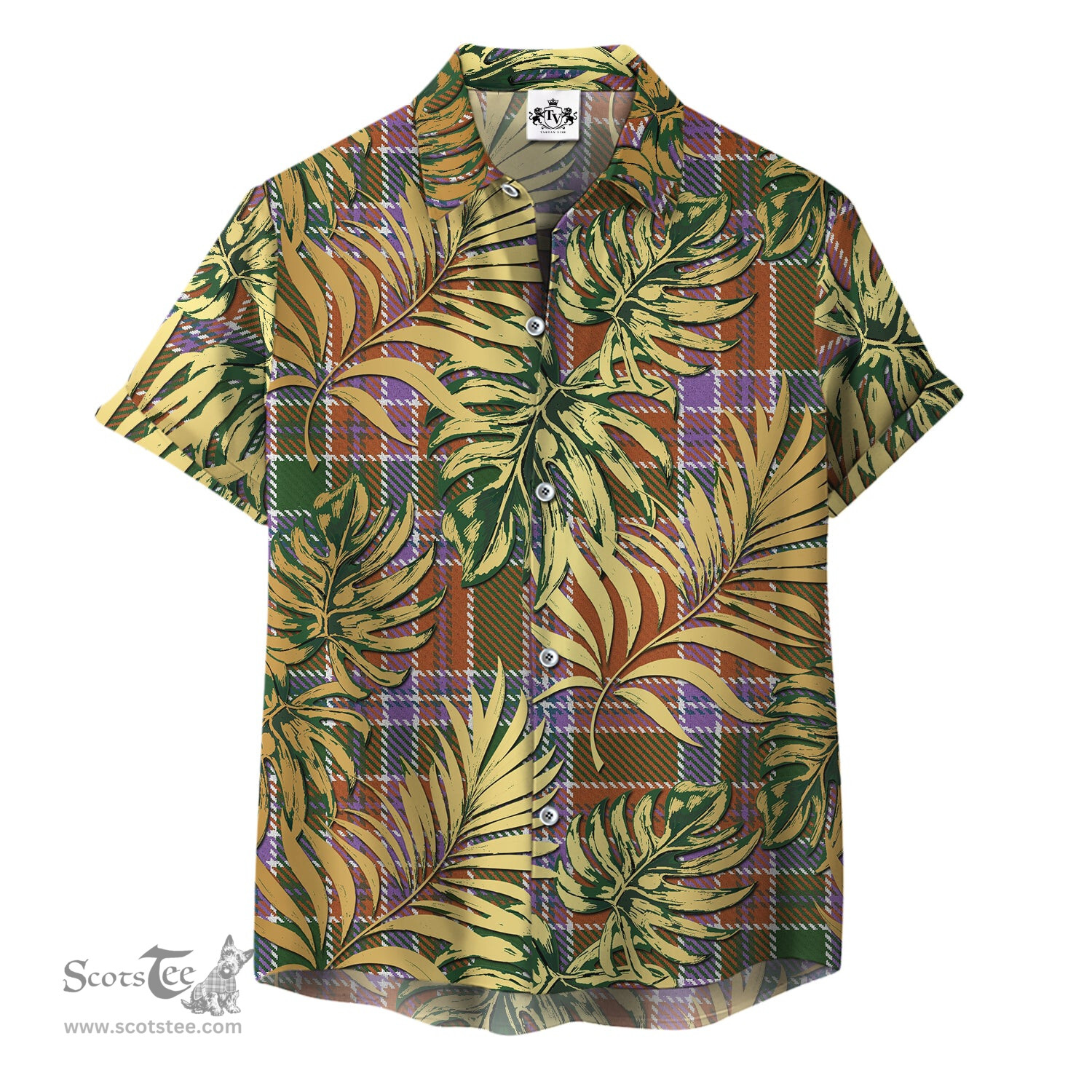 ScotsTee Shop Scottish Birrell Clan Tartan Vintage Leaves Hawaiian Shirt