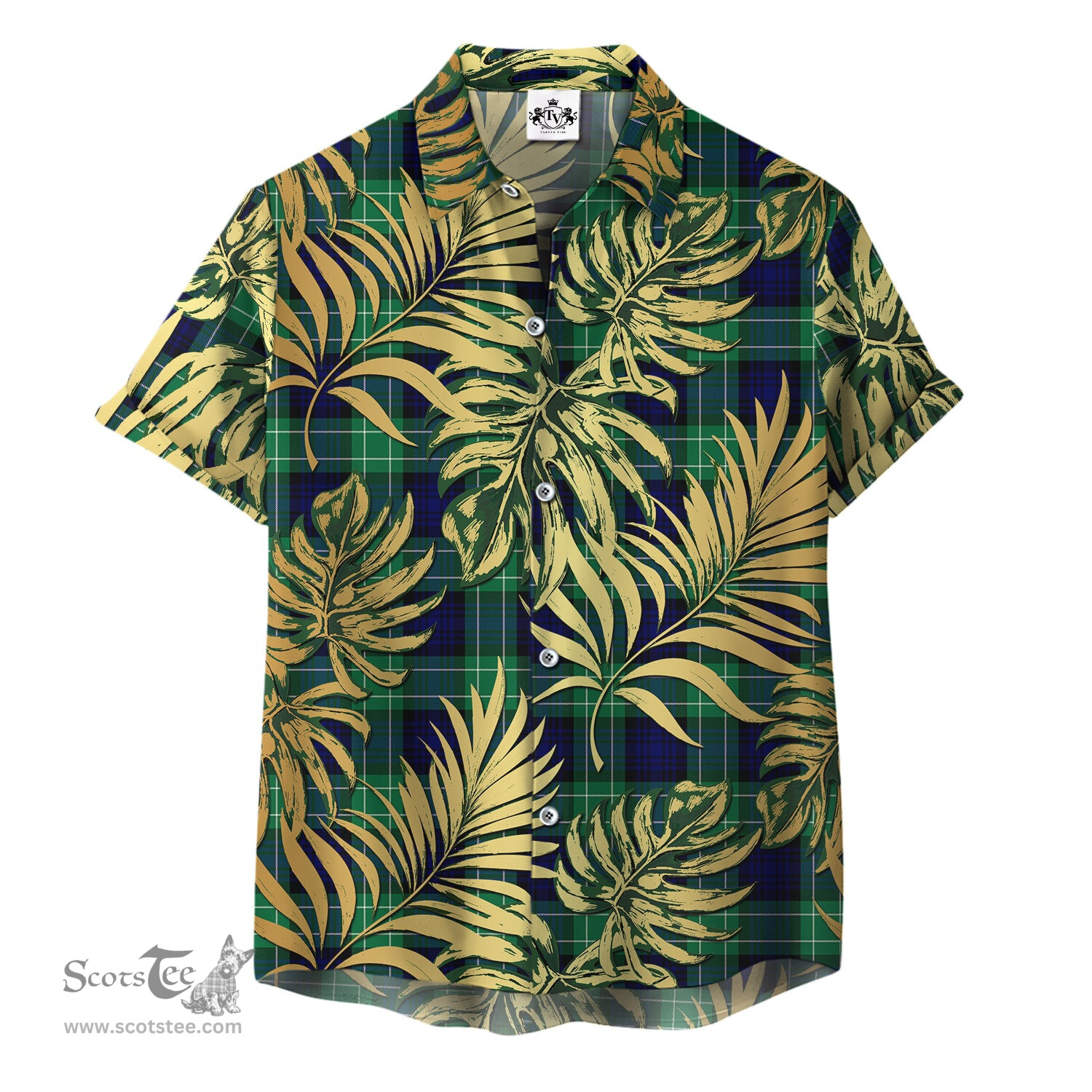 ScotsTee Shop Scottish Abercrombie Modern Clan Tartan Vintage Leaves Hawaiian Shirt