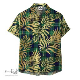 ScotsTee Shop Scottish Abercrombie Modern Clan Tartan Vintage Leaves Hawaiian Shirt