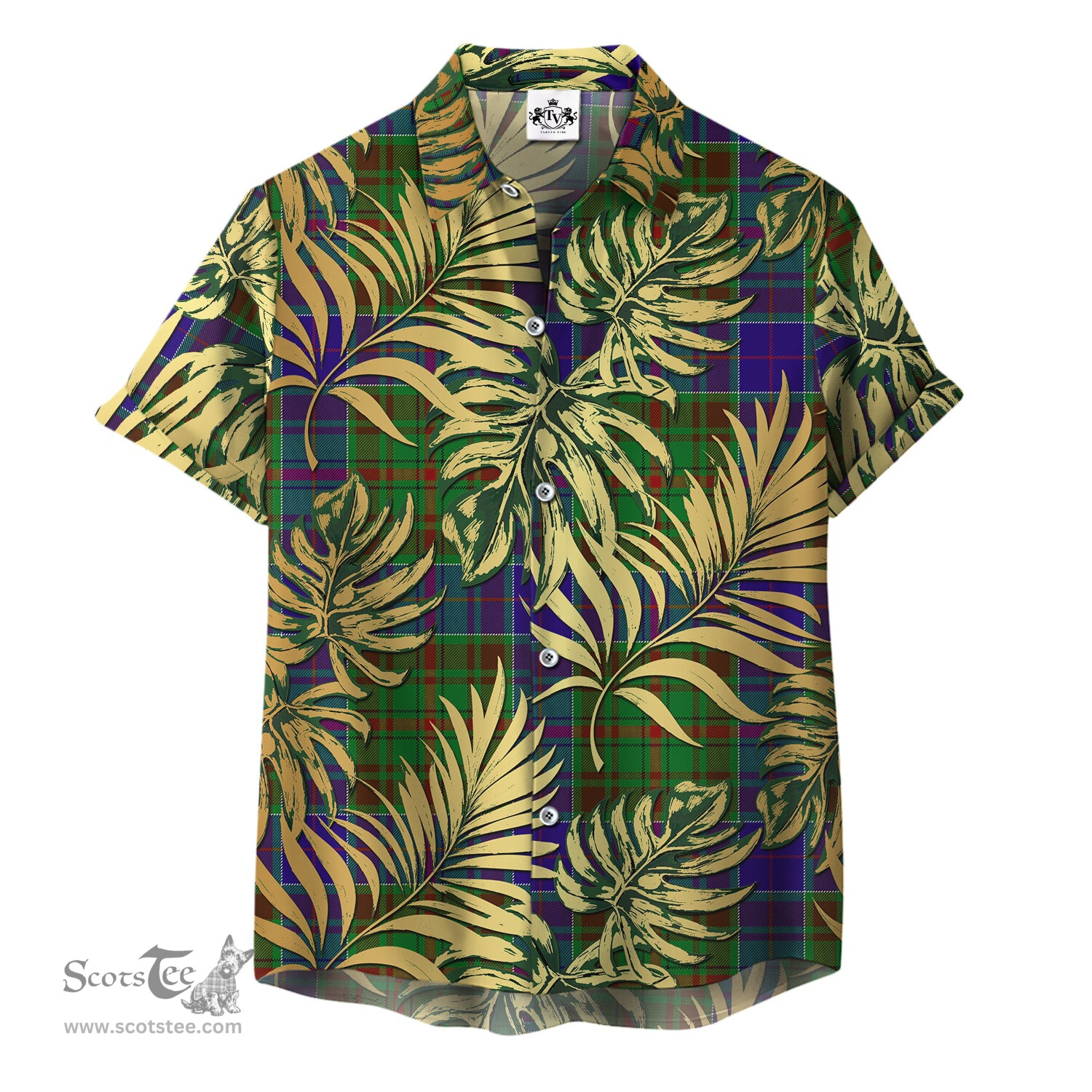 ScotsTee Shop Scottish Adam Clan Tartan Vintage Leaves Hawaiian Shirt