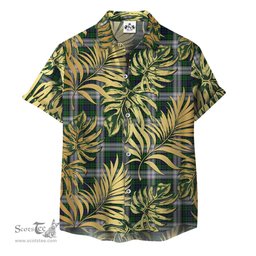 ScotsTee Shop Scottish Blackwatch Dress (Symmetrical) Clan Tartan Vintage Leaves Hawaiian Shirt