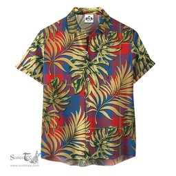 ScotsTee Shop Scottish Blane Clan Tartan Vintage Leaves Hawaiian Shirt