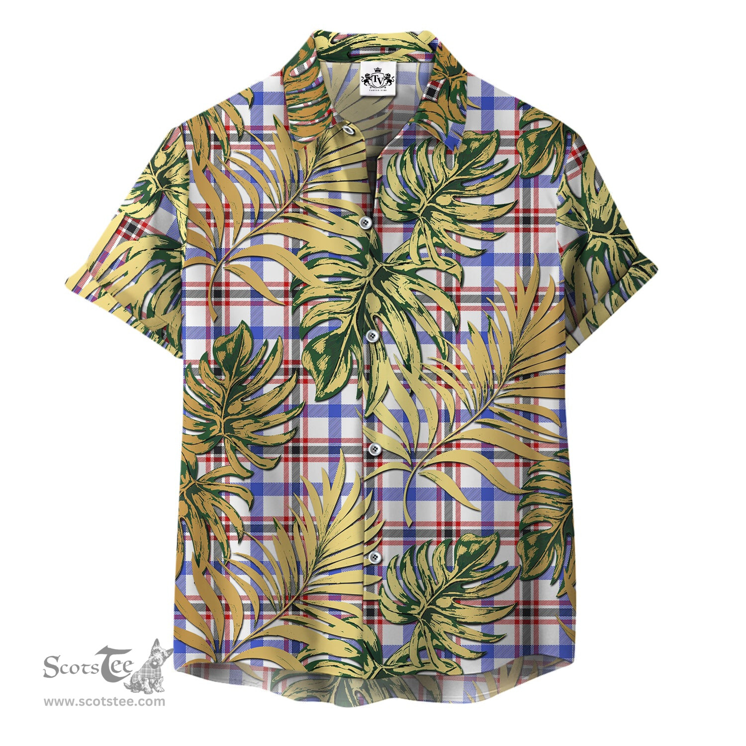 ScotsTee Shop Scottish Boswell Modern Clan Tartan Vintage Leaves Hawaiian Shirt