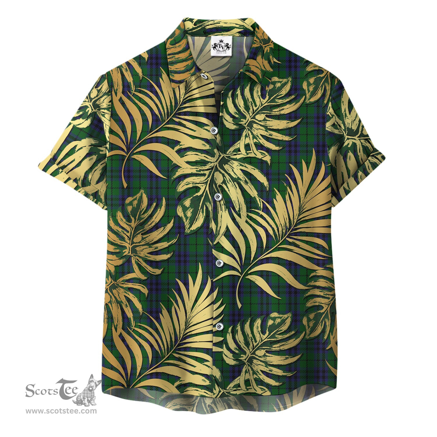 ScotsTee Shop Scottish Austin Clan Tartan Vintage Leaves Hawaiian Shirt