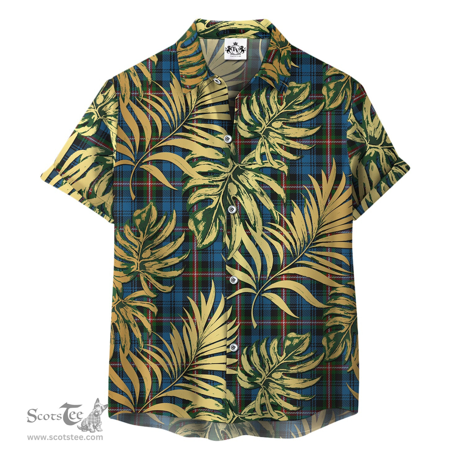ScotsTee Shop Scottish Blanton Dress Clan Tartan Vintage Leaves Hawaiian Shirt