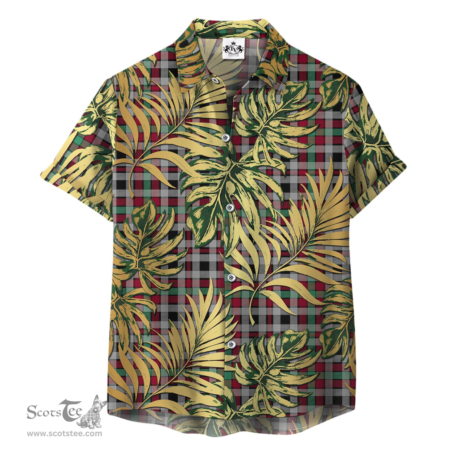 ScotsTee Shop Scottish Borthwick Ancient Clan Tartan Vintage Leaves Hawaiian Shirt