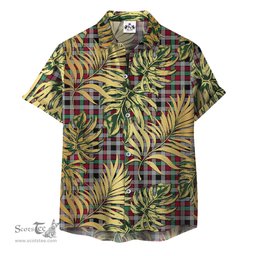 ScotsTee Shop Scottish Borthwick Ancient Clan Tartan Vintage Leaves Hawaiian Shirt