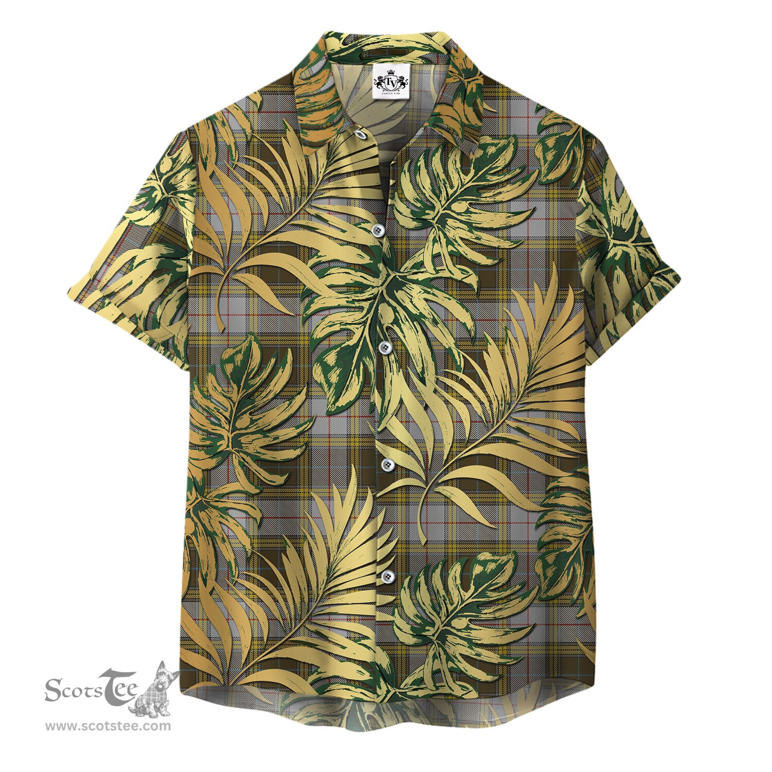 ScotsTee Shop Scottish Buchanan Dress Clan Tartan Vintage Leaves Hawaiian Shirt