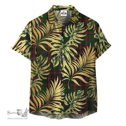 ScotsTee Shop Scottish Cumming Buchan Hunting Clan Tartan Vintage Leaves Hawaiian Shirt