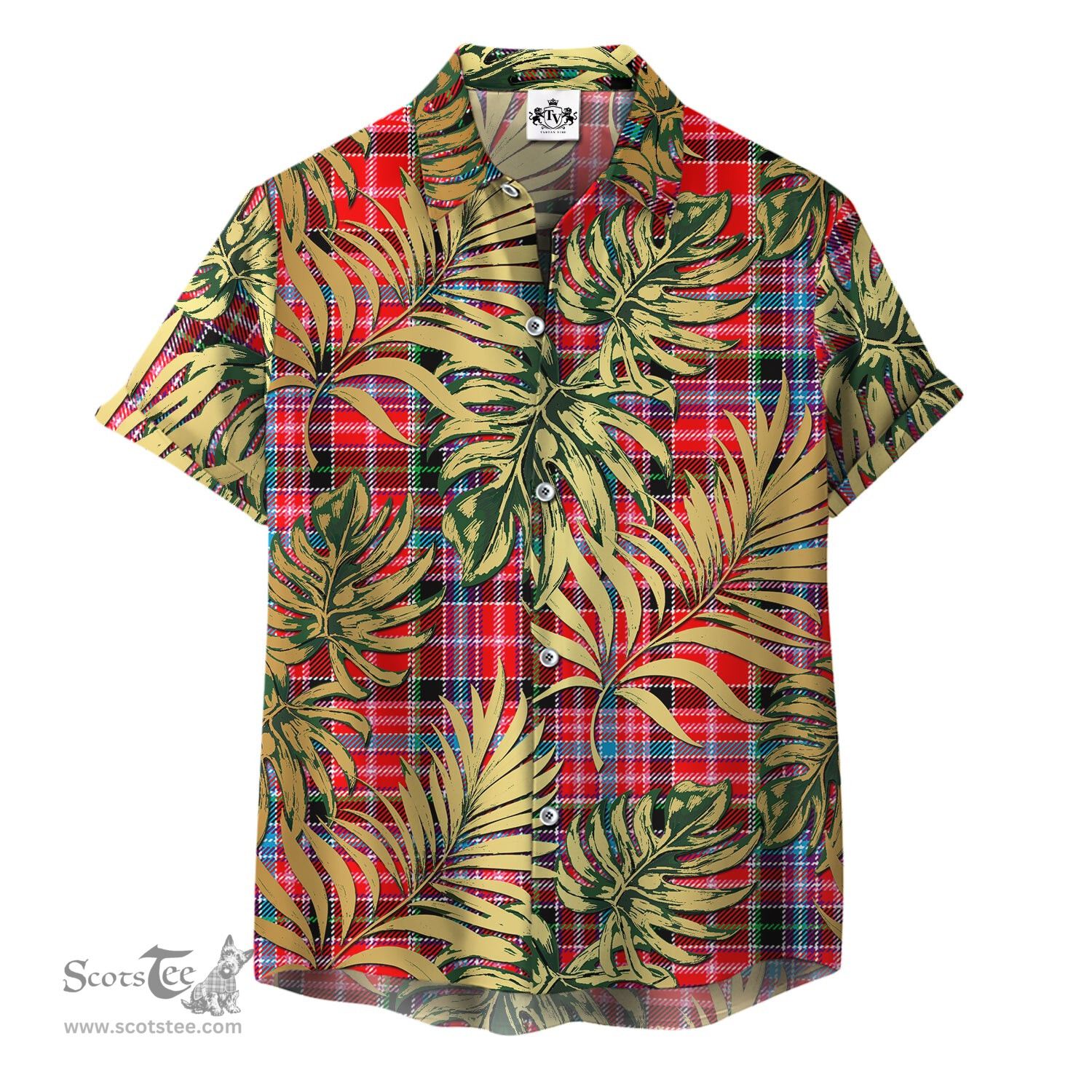 ScotsTee Shop Scottish Aberdeen District Clan Tartan Vintage Leaves Hawaiian Shirt
