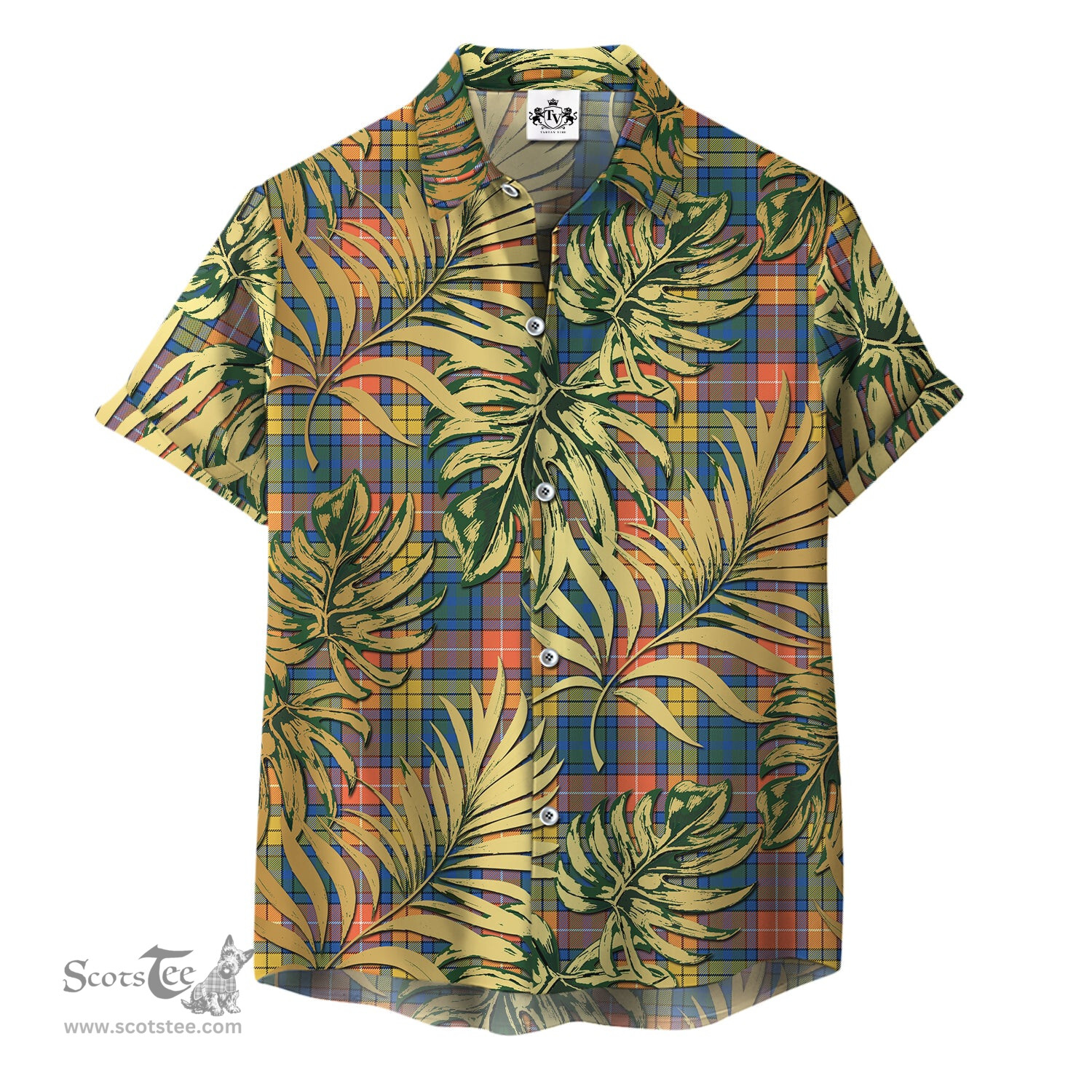 ScotsTee Shop Scottish Buchanan Ancient Clan Tartan Vintage Leaves Hawaiian Shirt