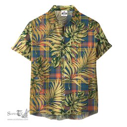 ScotsTee Shop Scottish Buchanan Ancient Clan Tartan Vintage Leaves Hawaiian Shirt