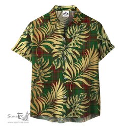 ScotsTee Shop Scottish Cavan Clan Tartan Vintage Leaves Hawaiian Shirt