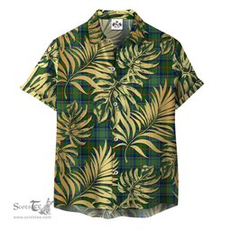 ScotsTee Shop Scottish Cranstoun Clan Tartan Vintage Leaves Hawaiian Shirt