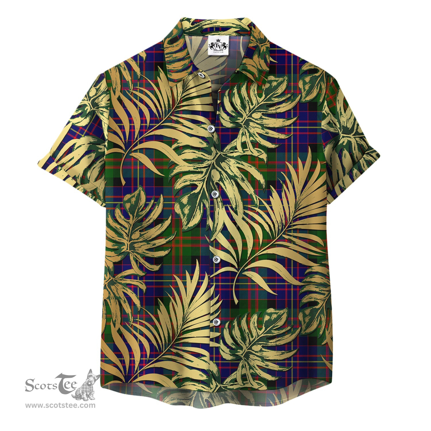 ScotsTee Shop Scottish Cameron of Erracht Modern Clan Tartan Vintage Leaves Hawaiian Shirt