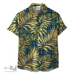 ScotsTee Shop Scottish Colquhoun Ancient Clan Tartan Vintage Leaves Hawaiian Shirt