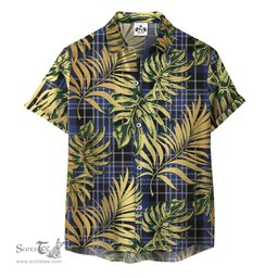 ScotsTee Shop Scottish Clark (Lion) 02 Clan Tartan Vintage Leaves Hawaiian Shirt