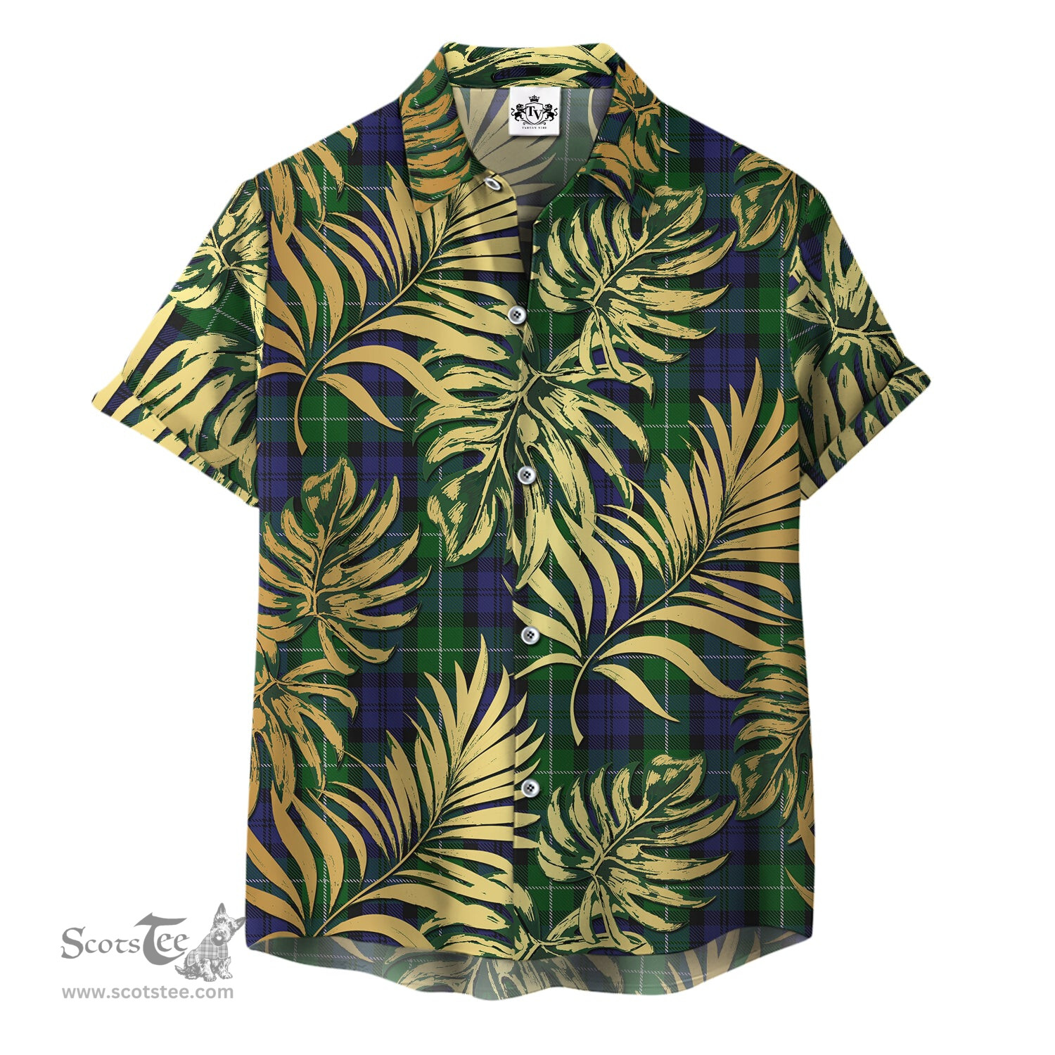 ScotsTee Shop Scottish Campbell of Argyll 03 Clan Tartan Vintage Leaves Hawaiian Shirt