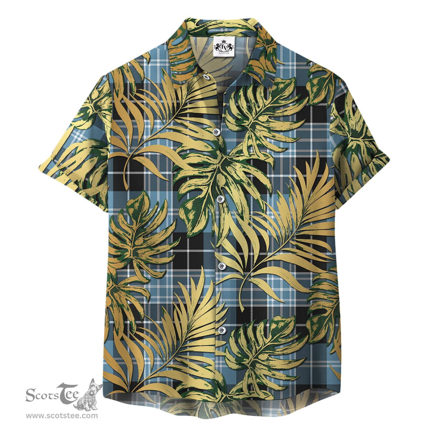ScotsTee Shop Scottish Clark (Lion) Ancient Clan Tartan Vintage Leaves Hawaiian Shirt