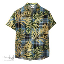 ScotsTee Shop Scottish Clark (Lion) Ancient Clan Tartan Vintage Leaves Hawaiian Shirt
