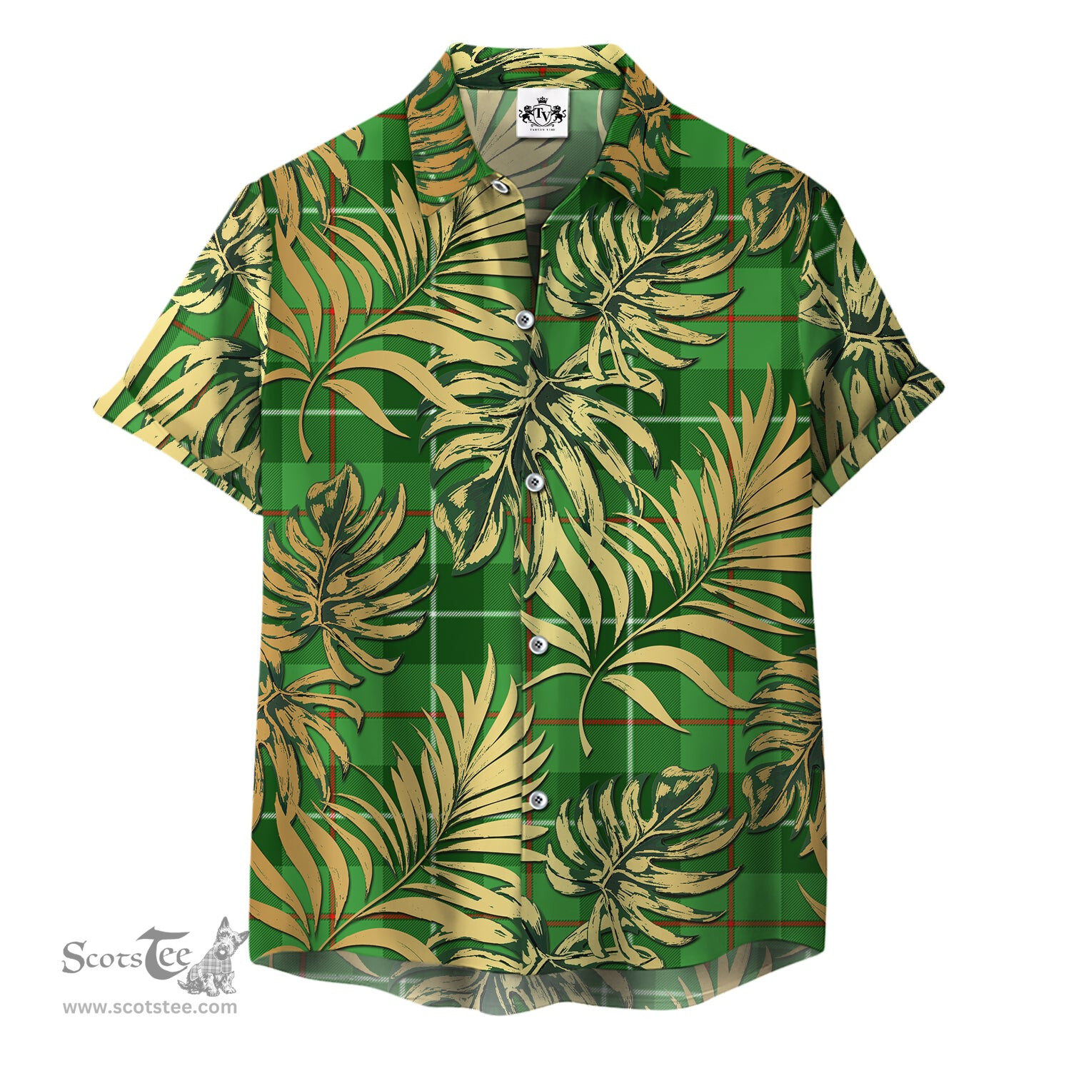ScotsTee Shop Scottish Clephan Clan Tartan Vintage Leaves Hawaiian Shirt