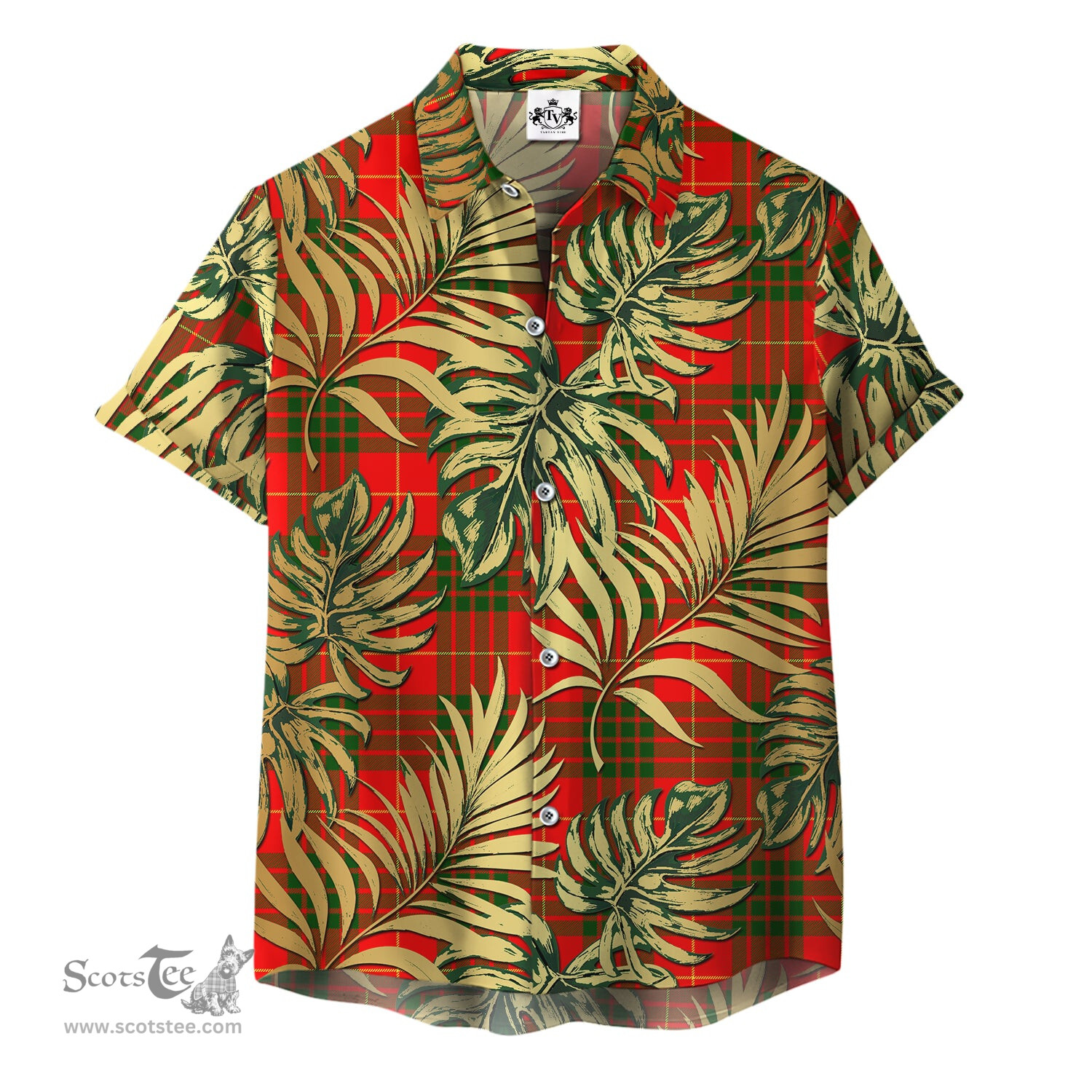 ScotsTee Shop Scottish Cameron Modern Clan Tartan Vintage Leaves Hawaiian Shirt