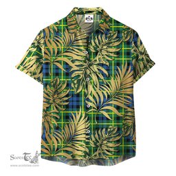 ScotsTee Shop Scottish Campbell of Breadalbane Ancient Clan Tartan Vintage Leaves Hawaiian Shirt