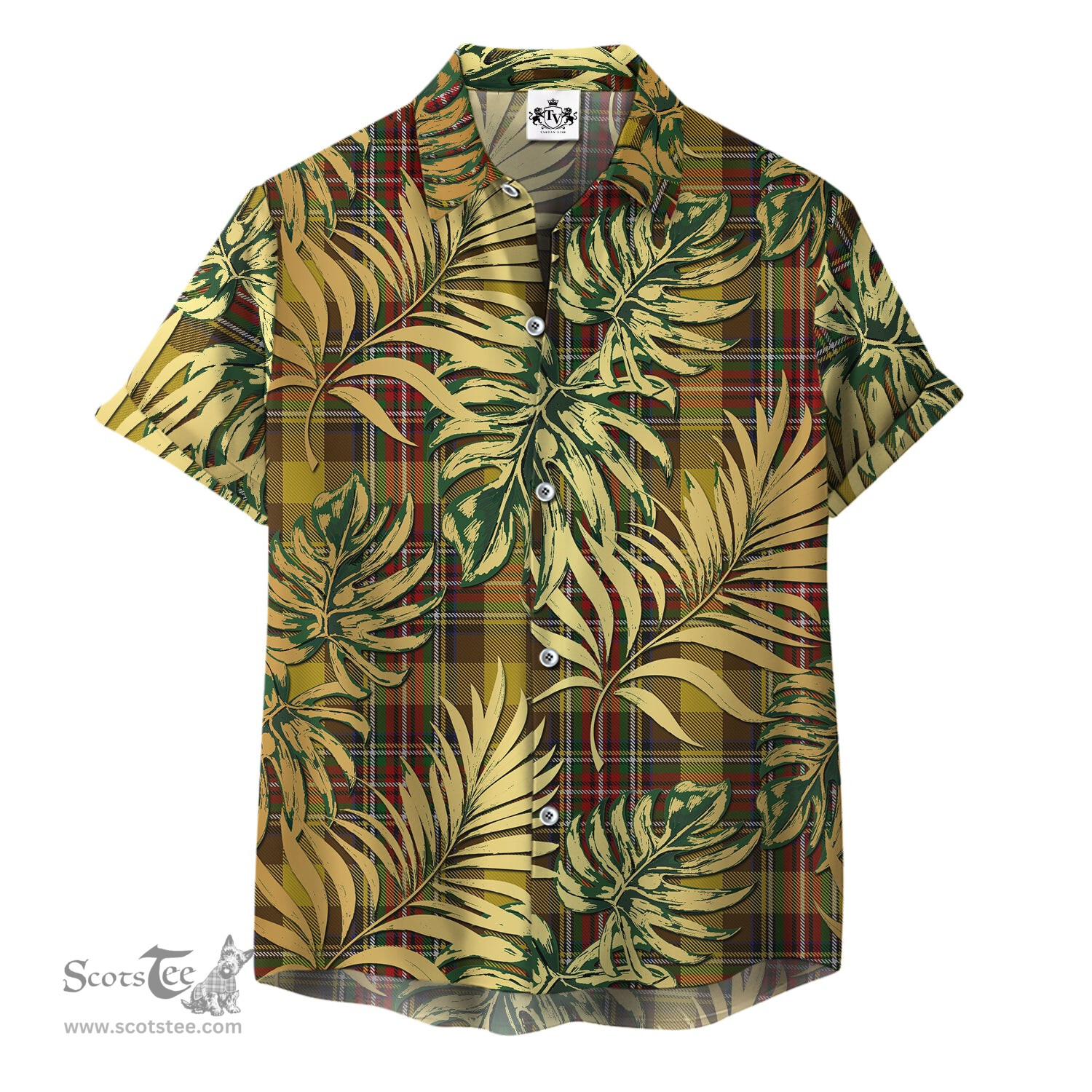 ScotsTee Shop Scottish Cree Clan Tartan Vintage Leaves Hawaiian Shirt