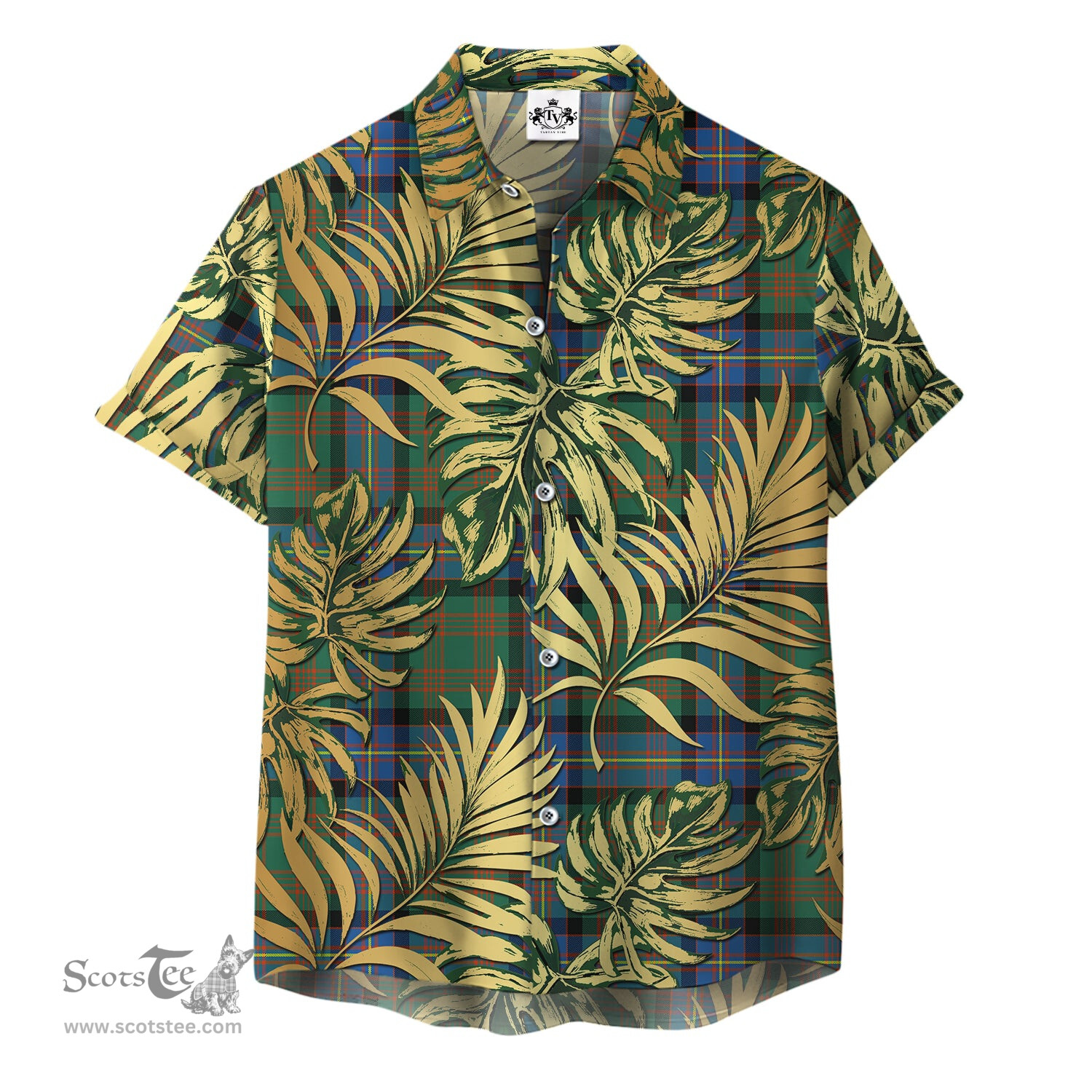 ScotsTee Shop Scottish Cochrane Ancient Clan Tartan Vintage Leaves Hawaiian Shirt