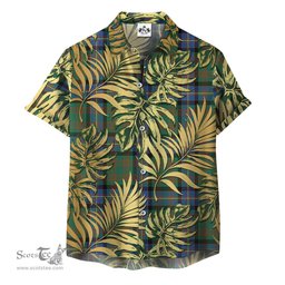 ScotsTee Shop Scottish Cochrane Ancient Clan Tartan Vintage Leaves Hawaiian Shirt