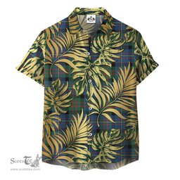 ScotsTee Shop Scottish Cameron of Erracht Ancient Clan Tartan Vintage Leaves Hawaiian Shirt