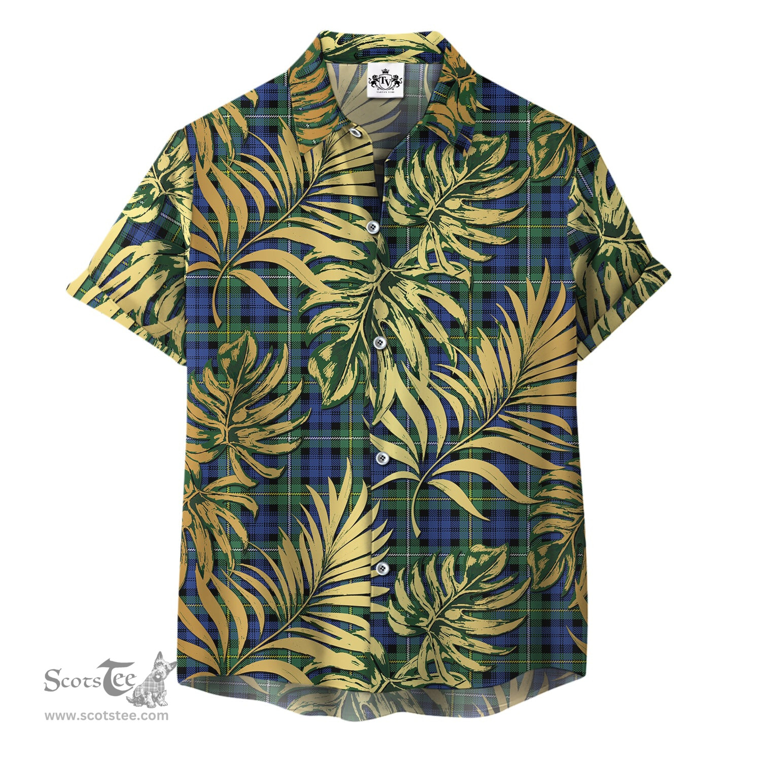 ScotsTee Shop Scottish Campbell Argyll Ancient Clan Tartan Vintage Leaves Hawaiian Shirt