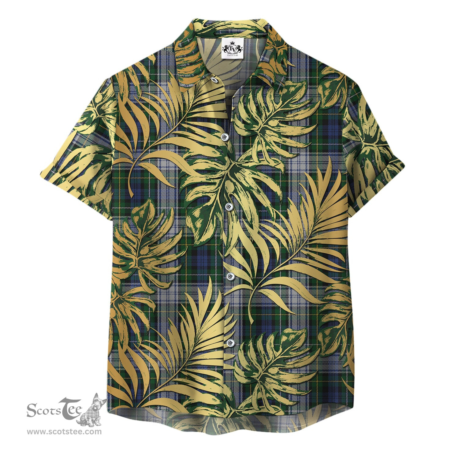 ScotsTee Shop Scottish Campbell of Lochnell Dress Clan Tartan Vintage Leaves Hawaiian Shirt