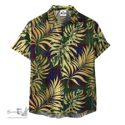 ScotsTee Shop Scottish Cunningham Hunting Clan Tartan Vintage Leaves Hawaiian Shirt