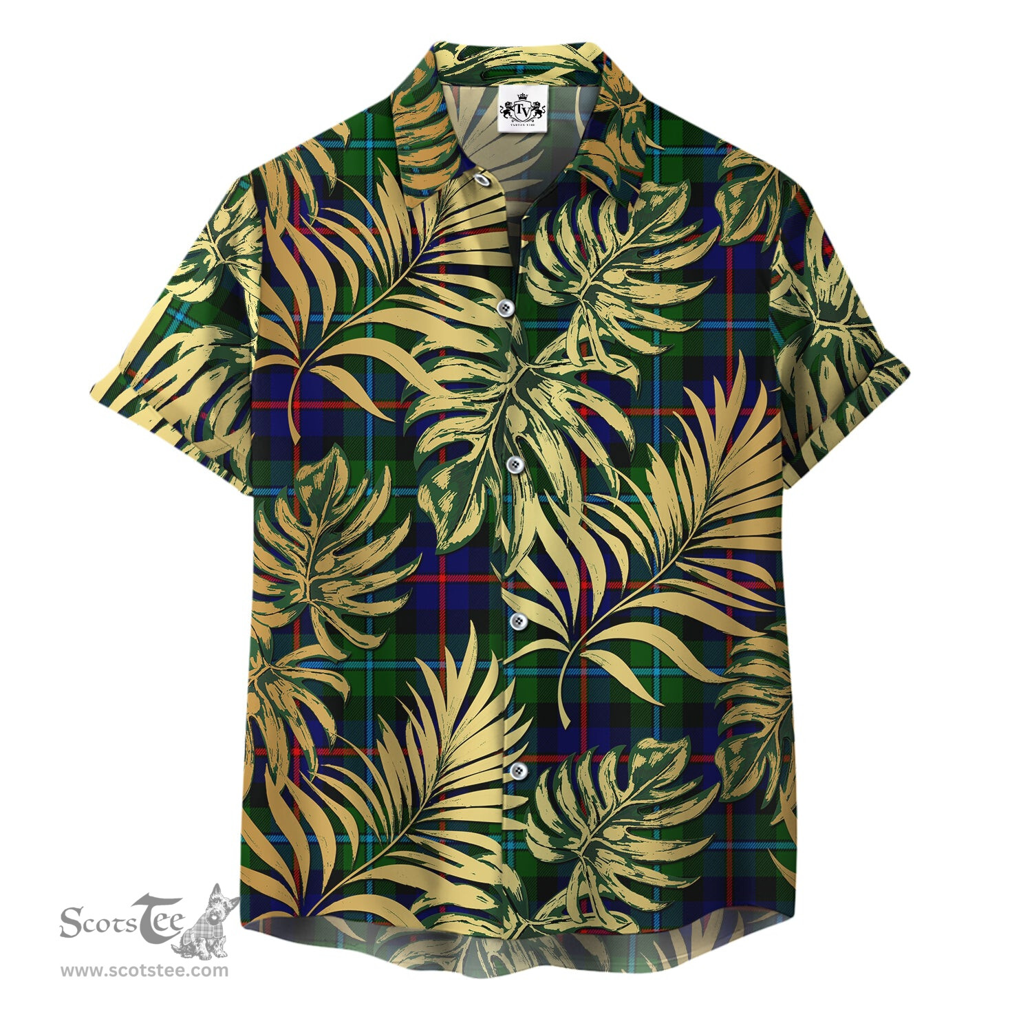 ScotsTee Shop Scottish Calder Modern Clan Tartan Vintage Leaves Hawaiian Shirt