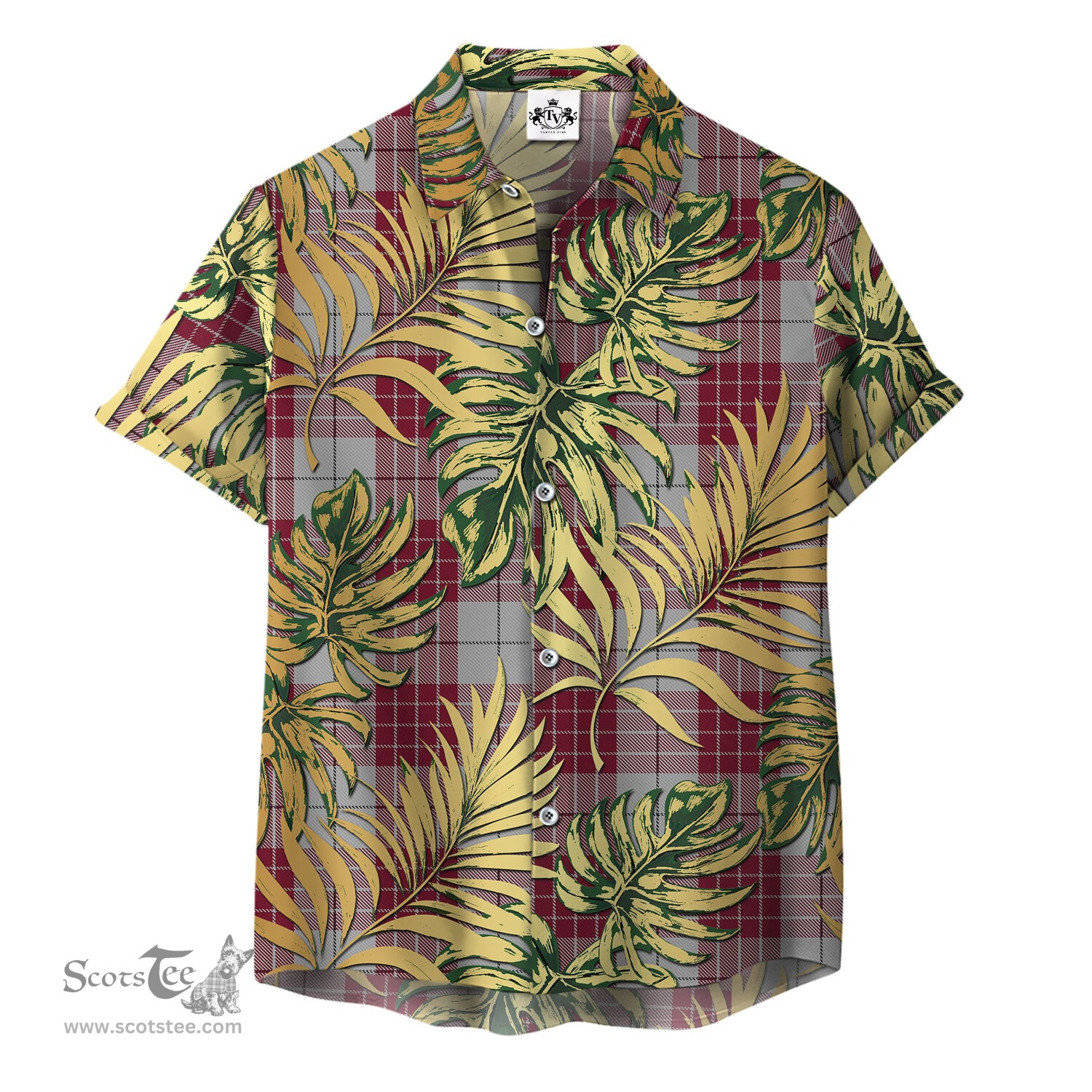 ScotsTee Shop Scottish Buchanan Clan Tartan Vintage Leaves Hawaiian Shirt