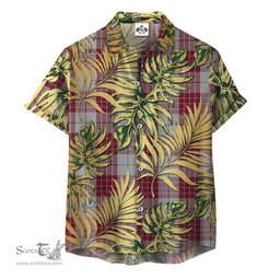 ScotsTee Shop Scottish Buchanan Clan Tartan Vintage Leaves Hawaiian Shirt