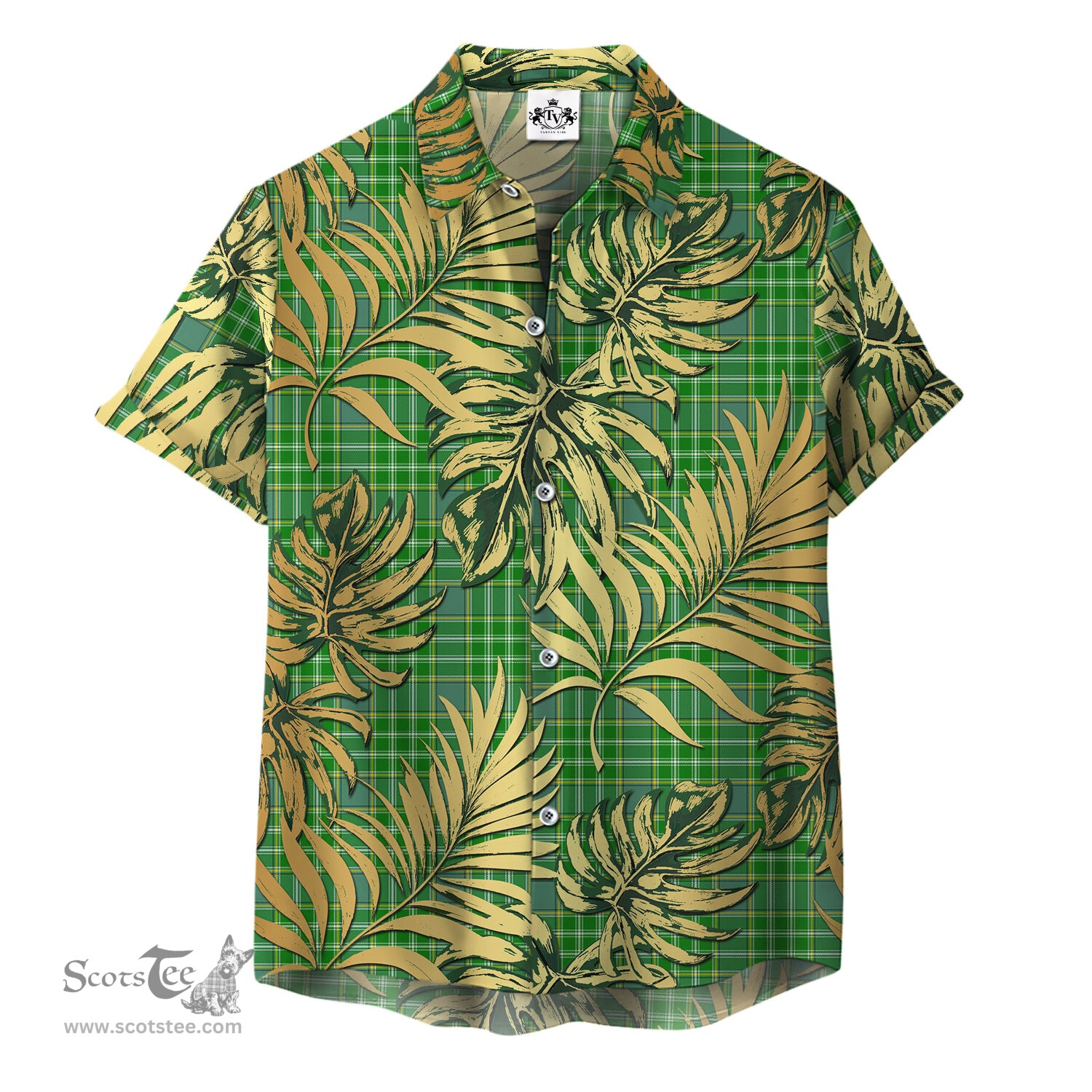 ScotsTee Shop Scottish Currie Clan Tartan Vintage Leaves Hawaiian Shirt