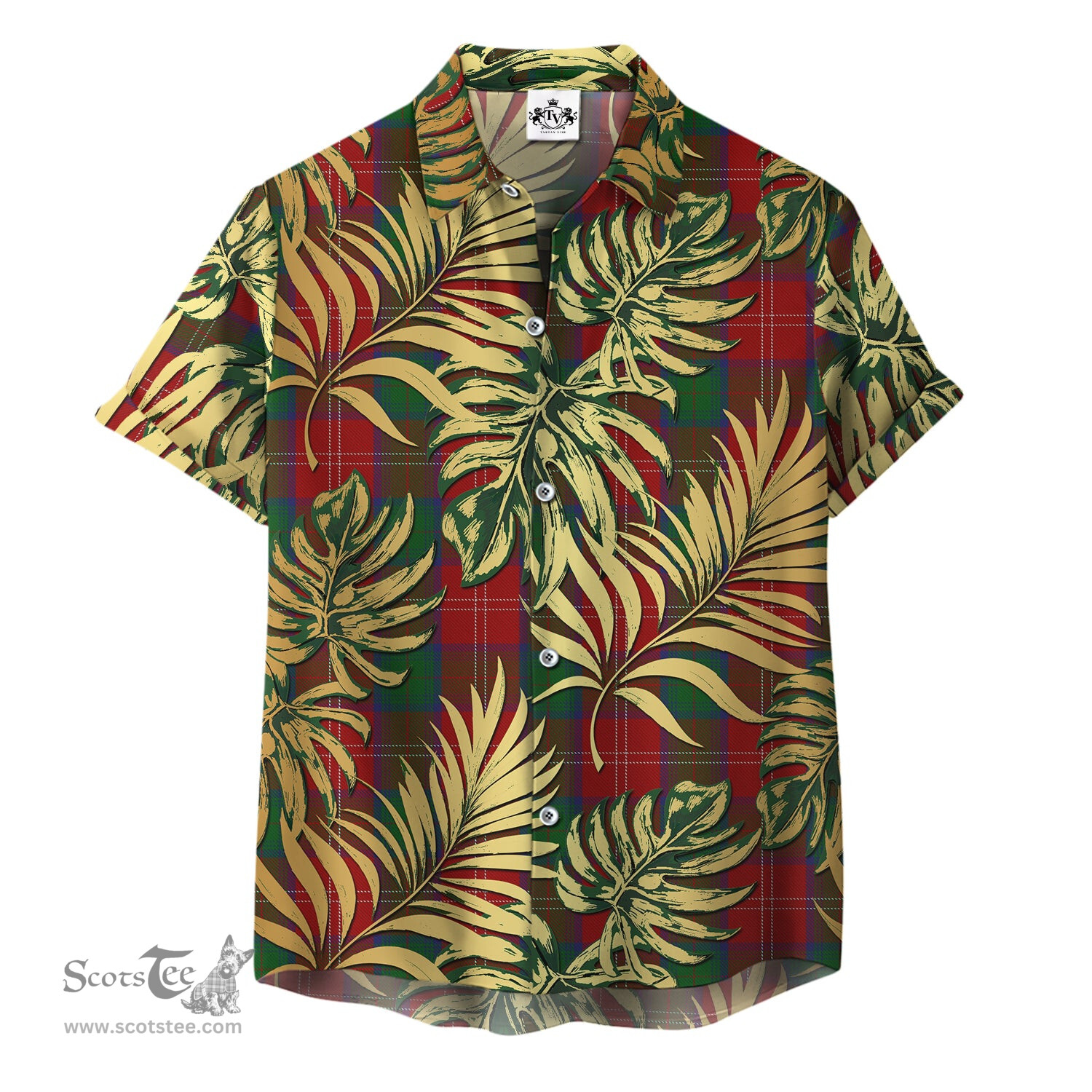 ScotsTee Shop Scottish Chisholm Clan Tartan Vintage Leaves Hawaiian Shirt