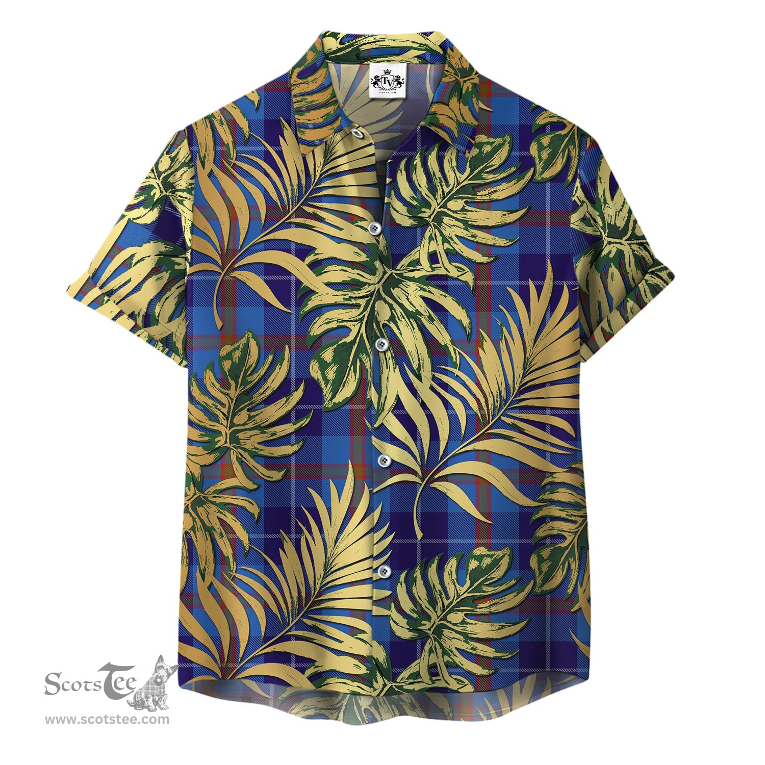 ScotsTee Shop Scottish Bryson Clan Tartan Vintage Leaves Hawaiian Shirt
