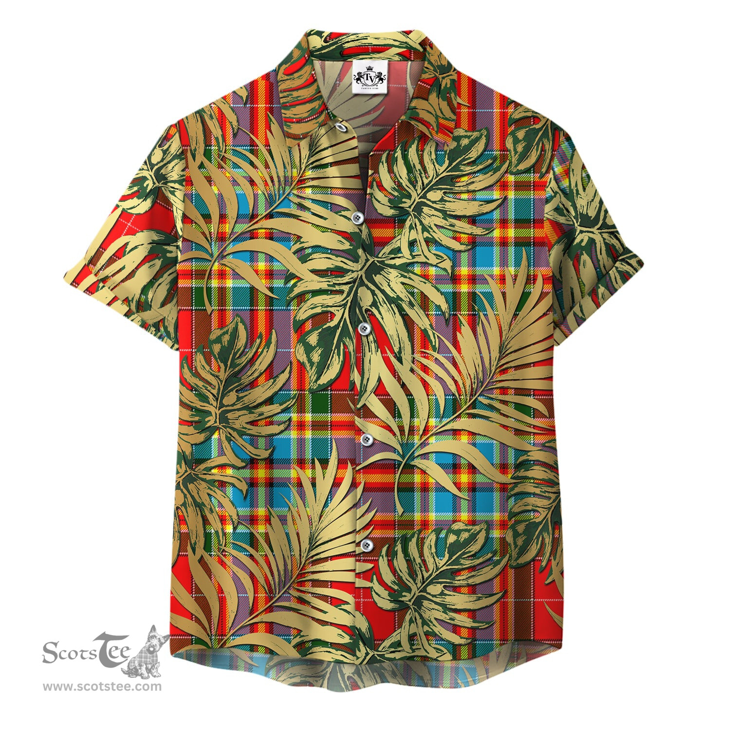 ScotsTee Shop Scottish Chattan 01 Clan Tartan Vintage Leaves Hawaiian Shirt