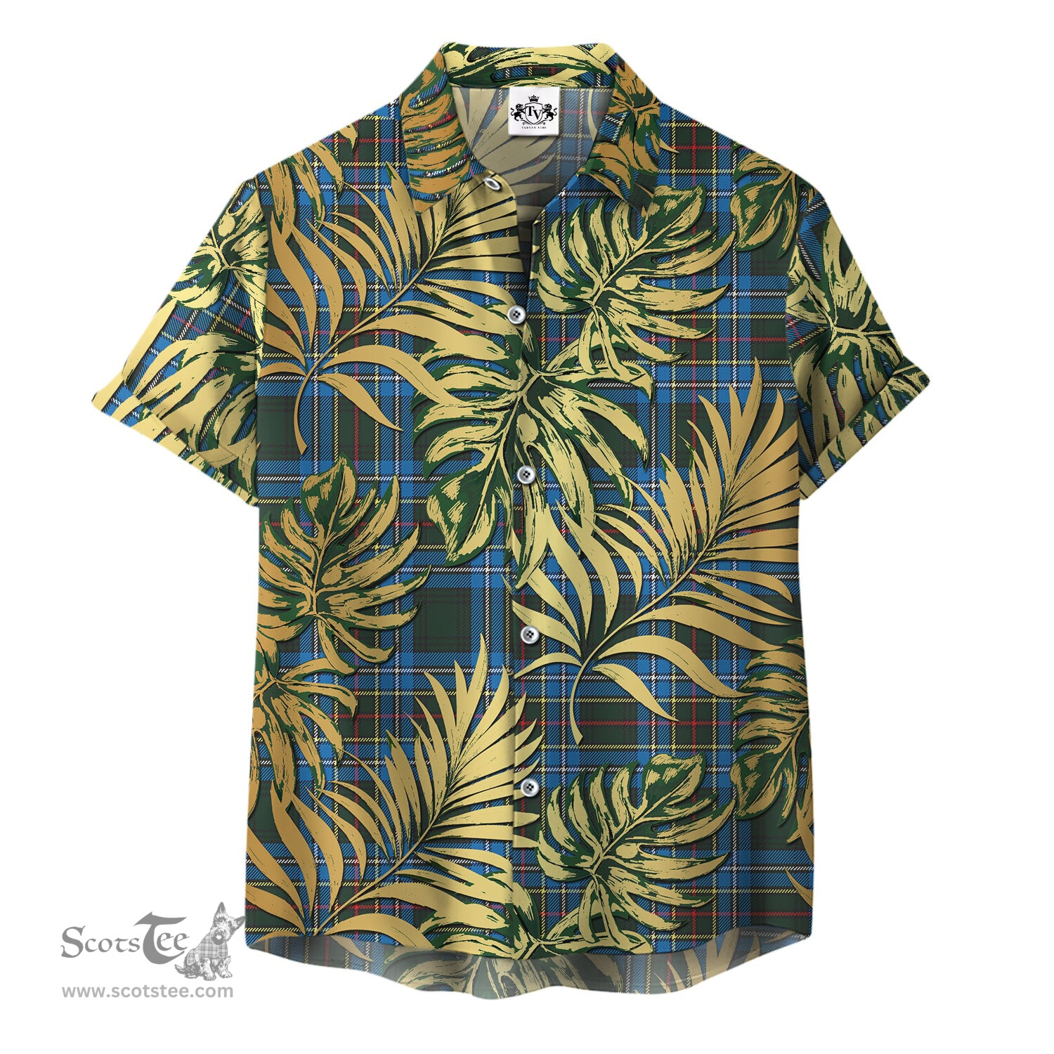 ScotsTee Shop Scottish Cockburn Modern Clan Tartan Vintage Leaves Hawaiian Shirt