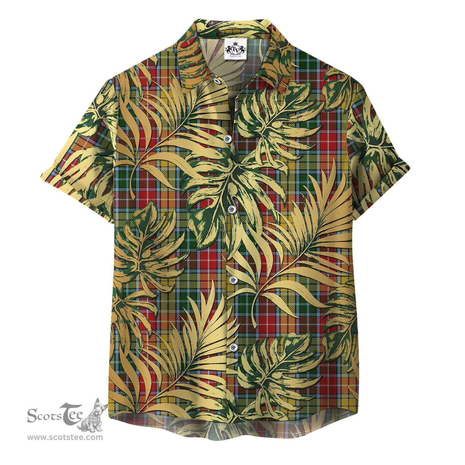 ScotsTee Shop Scottish Buchanan 02 Clan Tartan Vintage Leaves Hawaiian Shirt