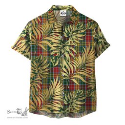 ScotsTee Shop Scottish Buchanan 02 Clan Tartan Vintage Leaves Hawaiian Shirt