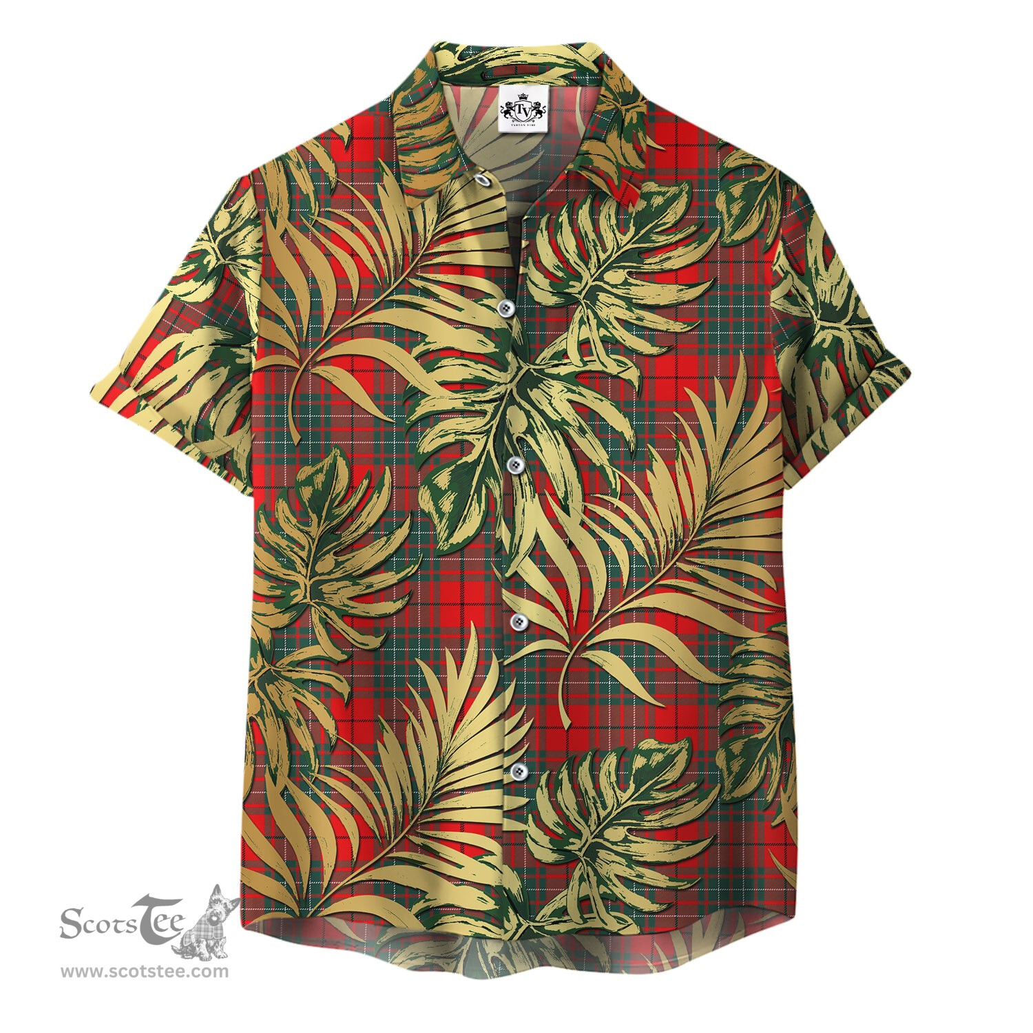 ScotsTee Shop Scottish Cumming Modern Clan Tartan Vintage Leaves Hawaiian Shirt