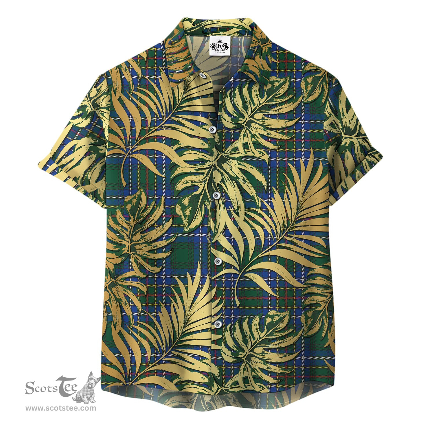 ScotsTee Shop Scottish Cockburn Ancient Clan Tartan Vintage Leaves Hawaiian Shirt