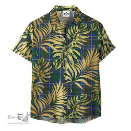 ScotsTee Shop Scottish Cockburn Ancient Clan Tartan Vintage Leaves Hawaiian Shirt