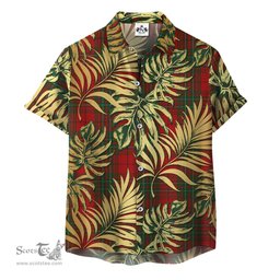 ScotsTee Shop Scottish Cumming Comyn Clan Tartan Vintage Leaves Hawaiian Shirt