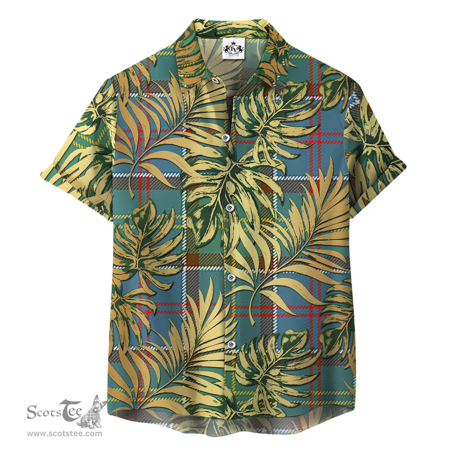 ScotsTee Shop Scottish Colville Clan Tartan Vintage Leaves Hawaiian Shirt